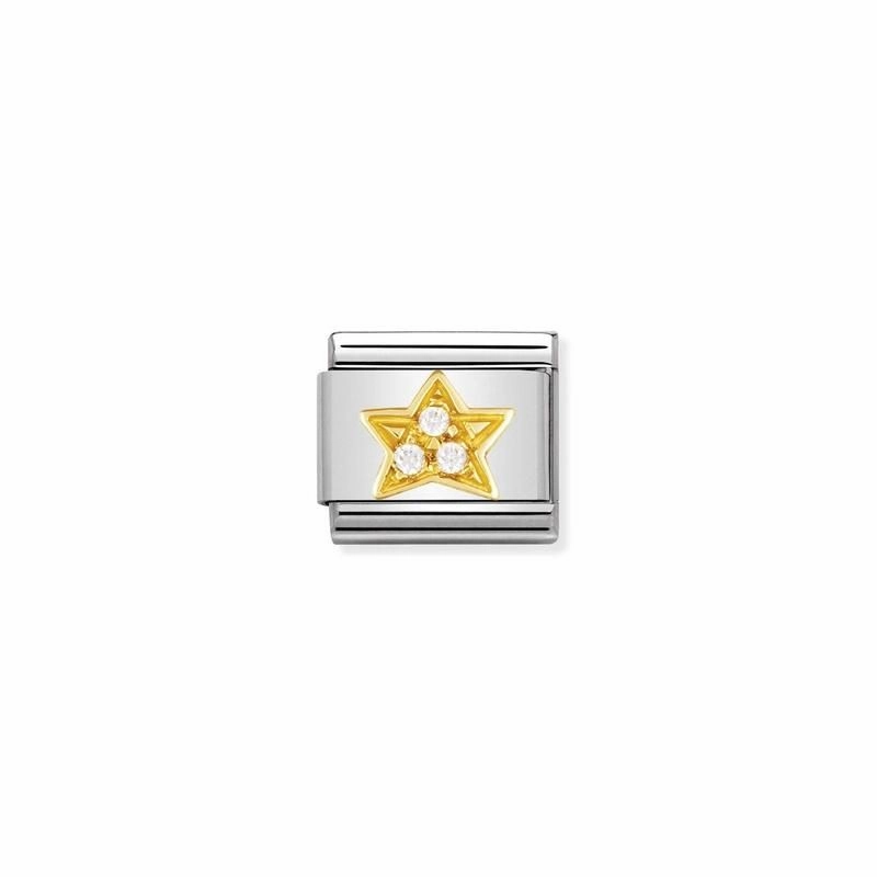 Nomination Composable Link Star, Cubic Zirconia, 18K Gold