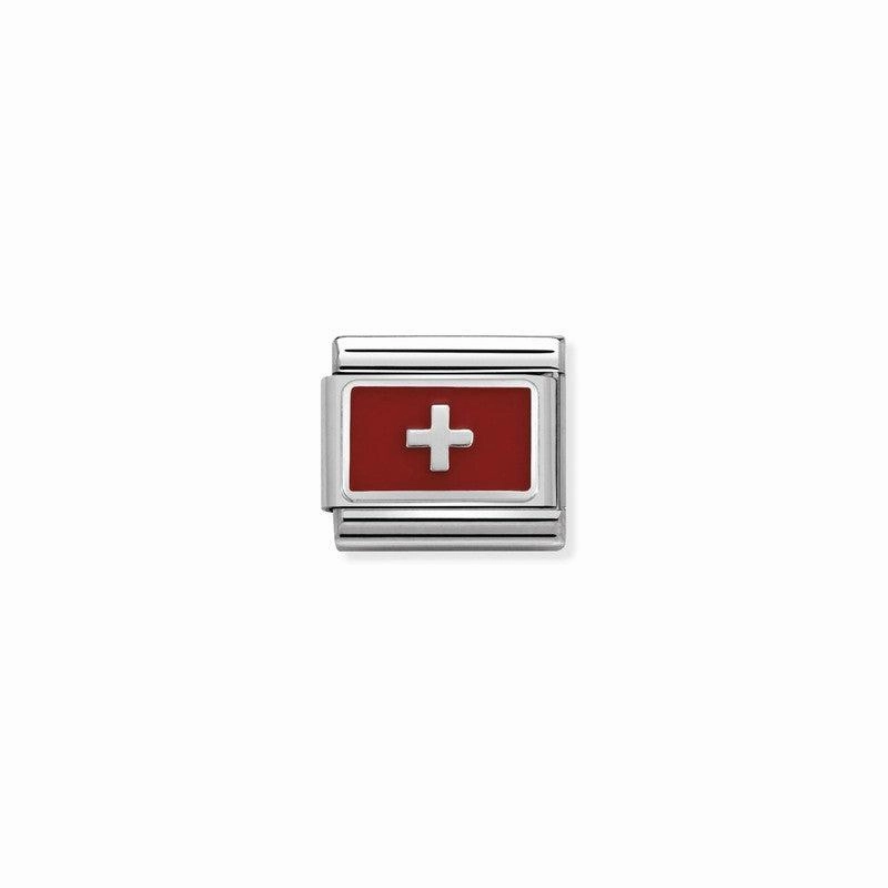 Nomination Composable Link Switzerland Flag, Silver & Enamel