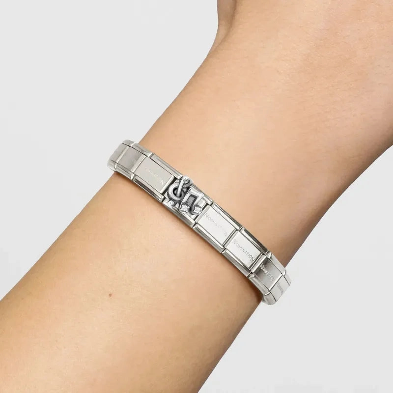 Nomination Composable Link Treble Clef & Music Note with Cubic Zirconia, Silver