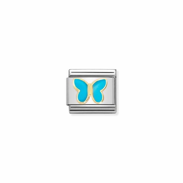 Nomination Composable Link Turqouise Butterfly, 18K Gold & Enamel