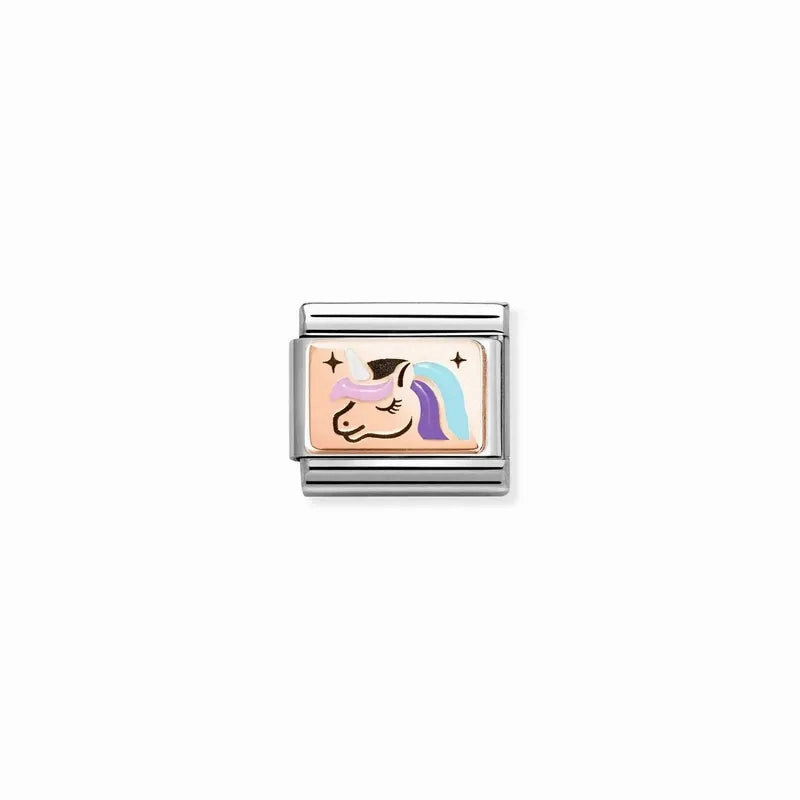 Nomination Composable Link Unicorn, 9K Rose Gold & Enamel