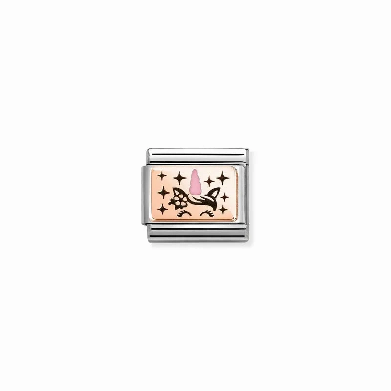Nomination Composable Link Unicorn Horn, 9K Rose Gold & Enamel