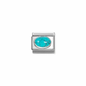Nomination Composable Link Veined Turquoise Stone, Silver