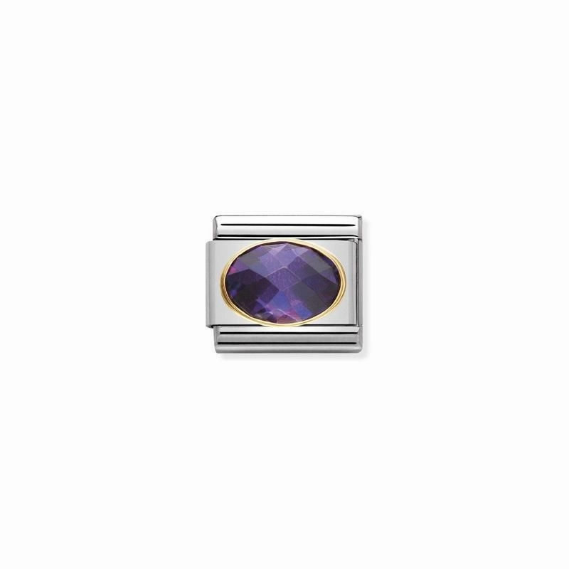 Nomination Composable Link Violet Faceted Cubic Zirconia, 18K Gold