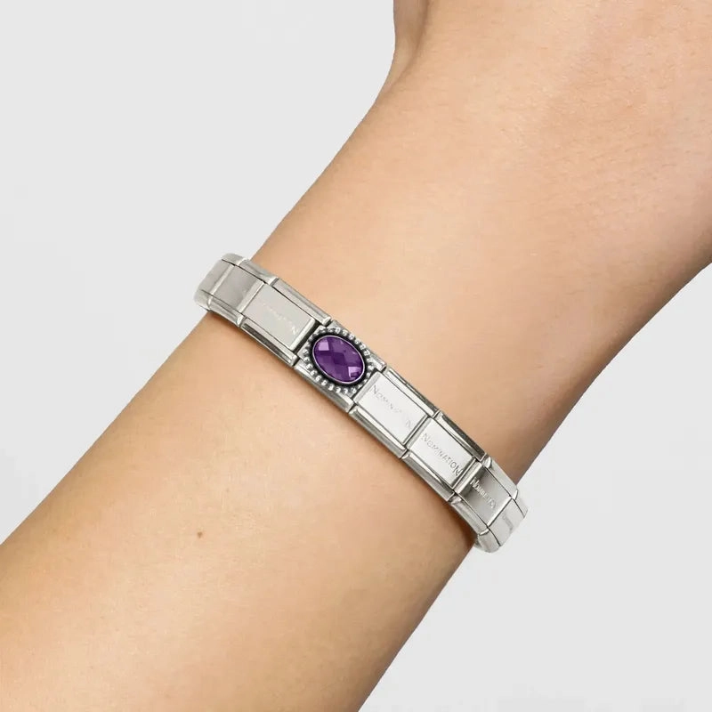 Nomination Composable Link Violet Vintage Effect Stone, Silver