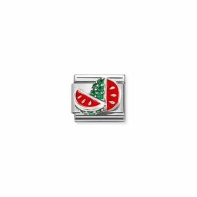 Nomination Composable Link Watermelon, Cubic Zirconia, Silver & Enamel