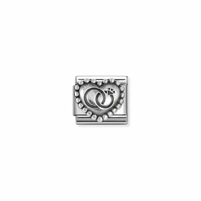 Nomination Composable Link Wedding Rings Heart Beaded Setting, Silver