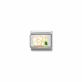 Nomination Composable Link White Camelia Flower, 18K Gold & Enamel