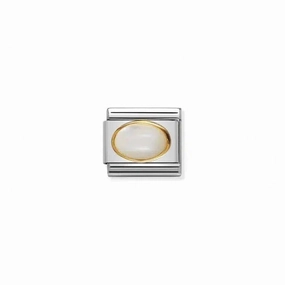 Nomination Composable Link White Mother Of Pearl Stone, 18K Gold