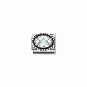 Nomination Composable Link White Vintage Effect Stone, Silver