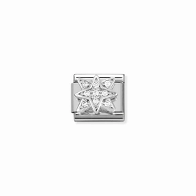 Nomination Composable Link Wind Rose, Cubic Zirconia, Silver