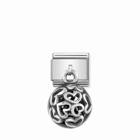 Nomination Composable Pendant Link, Hearts, Black Agate
