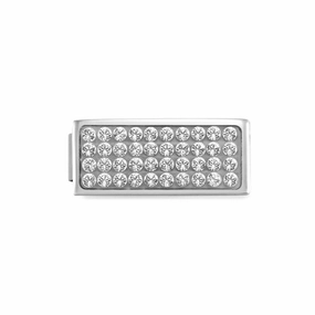 Nomination Double Composable Glam Link, Pave White Crystal, Silver