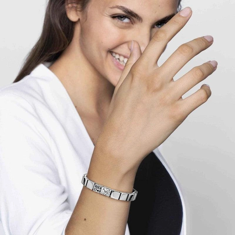 Nomination Double Composable Glam Link, Pave White Crystal, Silver