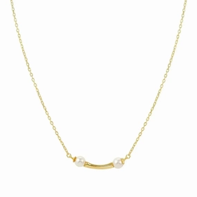 Nomination Fashion Era Necklace with 2 Pearls, PVD Yellow Gold