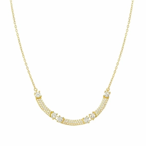 Nomination Fashion Era Necklace with 3 Bar & Cubic Zirconia, PVD Yellow Gold