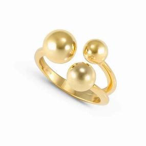 Nomination Fashion Era Ring with 3 Spheres, PVD Yellow Gold