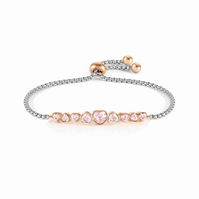 Nomination Milleluci Bracelet, Heart, Pink Crystals, Rose PVD, Stainless Steel