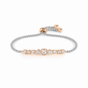 Nomination Milleluci Bracelet, Heart, White Crystals, Rose PVD, Stainless Steel