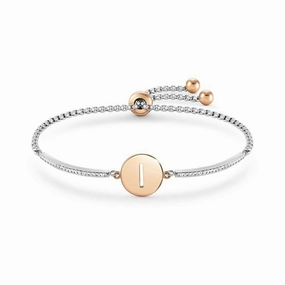 Nomination Milleluci Bracelet, Letter I, Crystal Pave, Rose PVD, Stainless Steel
