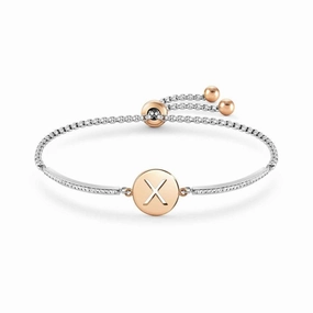 Nomination Milleluci Bracelet, Letter X, Crystal Pave, Rose PVD, Stainless Steel