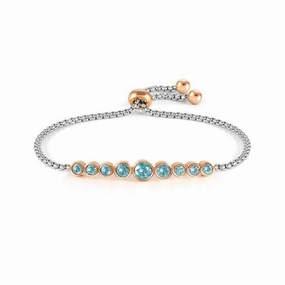 Nomination Milleluci Bracelet, Round, Light Blue Crystals, Rose PVD, Stainless Steel