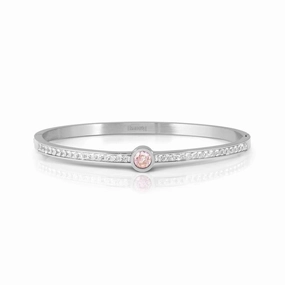 Nomination Pretty Bangle, Rigid Bracelet, Silver with Centre Cubic Zirconia, Stainless Steel