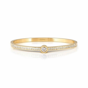 Nomination Pretty Bangle, Rigid Bracelet, Yellow PVD & Central Cubic Zirconia