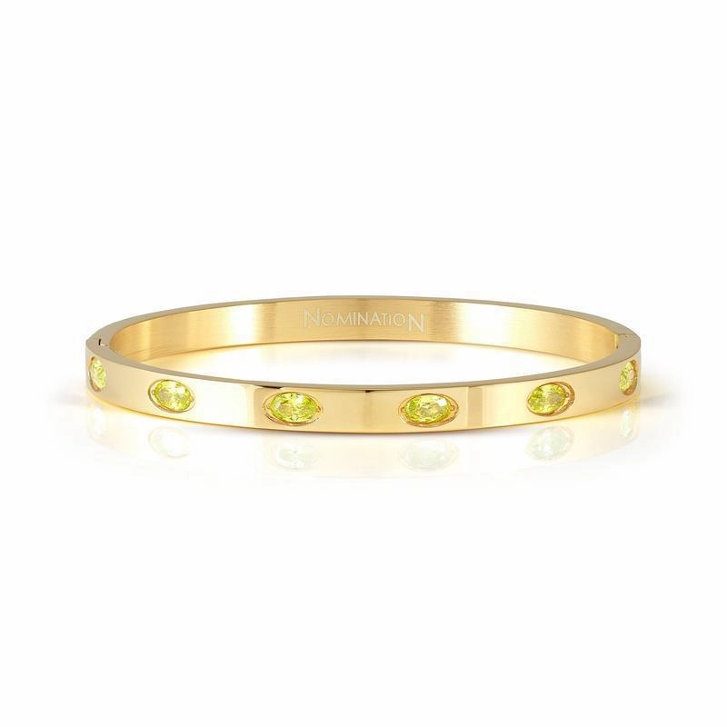 Nomination Pretty Bangle, Rigid Bracelet, Yellow PVD & Coloured Stones