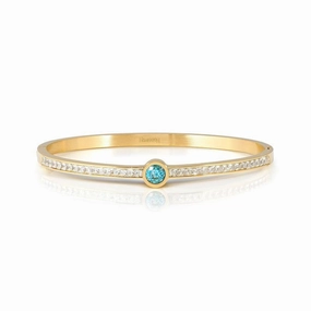 Nomination Pretty Bangle, Rigid Bracelet, Yellow PVD & Light Blue Cubic Zirconia