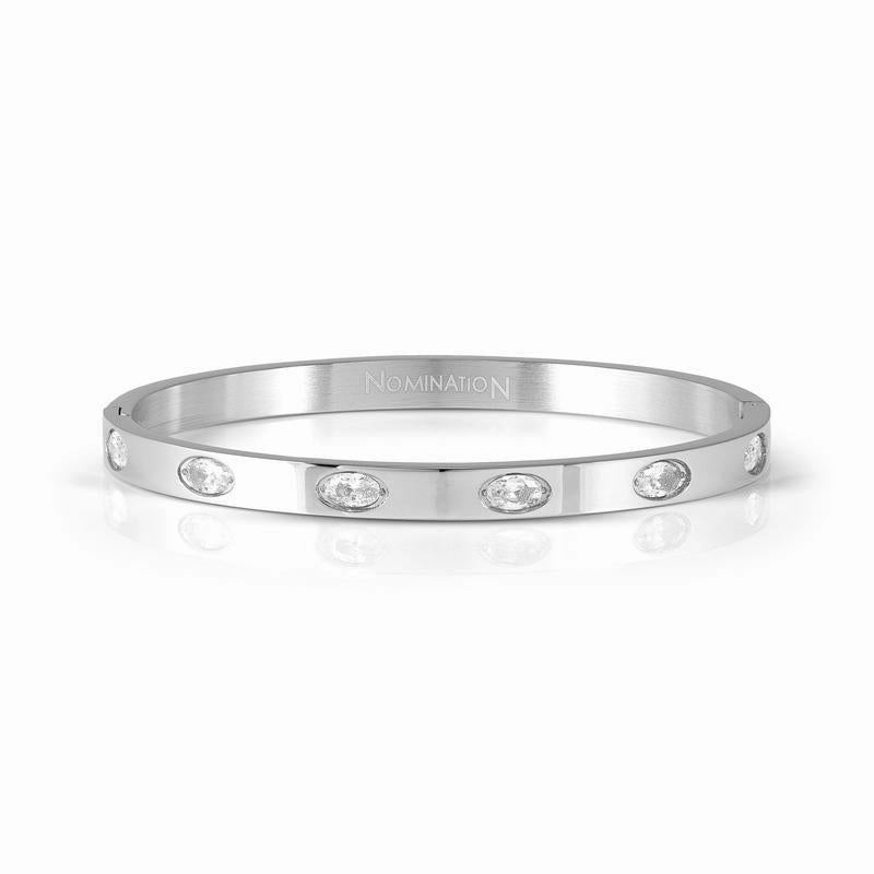 Nomination Pretty Bangle, Rigid Coloured Stones, Silver, Stainless Steel