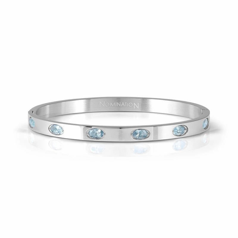 Nomination Pretty Bangle, Rigid Coloured Stones, Silver, Stainless Steel