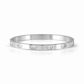 Nomination Pretty Bangle, Rigid Coloured Stones, Silver, Stainless Steel