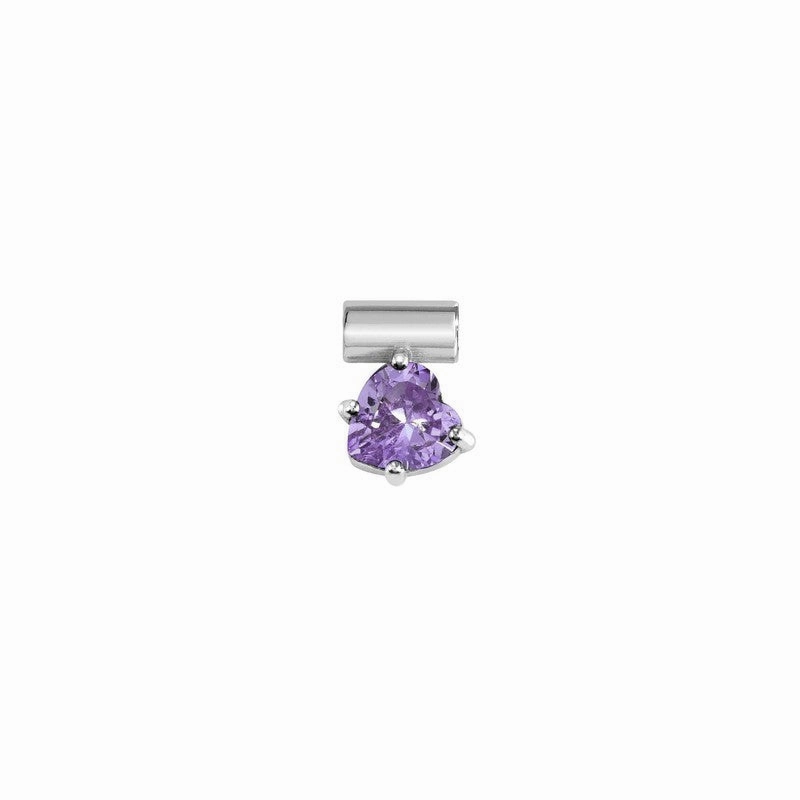 Nomination SeiMia Charm, Heart, Violet Cubic Zirconia, Silver