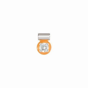 Nomination SeiMia Pendant, Orange, Cubic Zirconia, Silver & Enamel