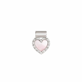 Nomination SeiMia Pendant, Pink Mother Of Pearl Heart, Cubic Zirconia, Silver