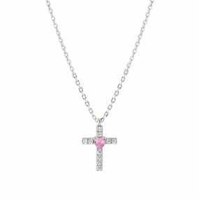 Nomination Shine Me Up Necklace, Cross with Cubic Zirconia, Sterling Silver