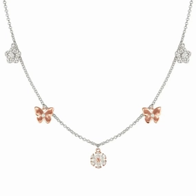 Nomination Sweetmadame Necklace, Flowers & Butterflies Mix, Rose Gold