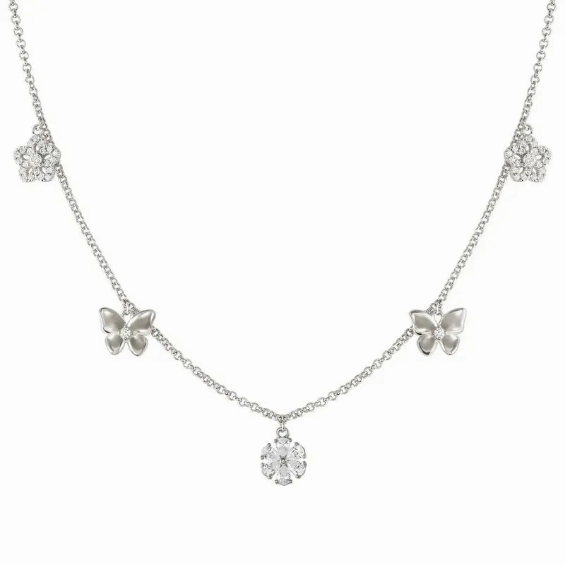 Nomination Sweetmadame Necklace, Flowers & Butterflies Mix, Sterling Silver