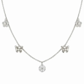 Nomination Sweetmadame Necklace, Flowers & Butterflies Mix, Sterling Silver