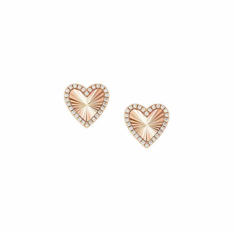 Nomination Truejoy Earrings, Etched Hearts, Cubic Zirconia, 22K Rose Gold