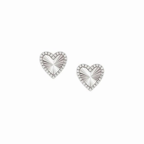 Nomination Truejoy Earrings, Etched Hearts, Cubic Zirconia, Silver