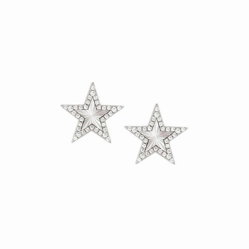 Nomination Truejoy Earrings, Etched Star, Cubic Zirconia, Silver