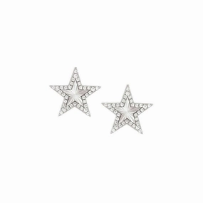 Nomination Truejoy Earrings, Etched Star, Cubic Zirconia, Silver