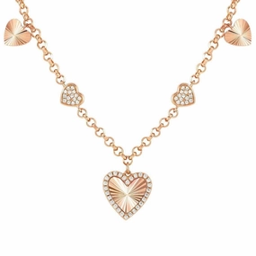 Nomination Truejoy Necklace, Etched Heart Pendants, Cubic Zirconia, 22K Rose Gold