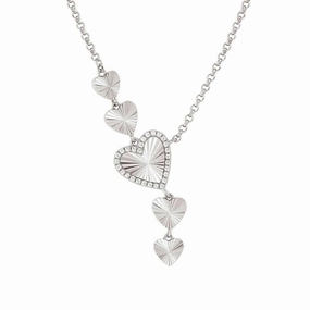 Nomination Truejoy Necklace, Etched Hearts, Cubic Zirconia, Silver