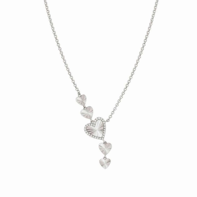 Nomination Truejoy Necklace, Etched Hearts, Cubic Zirconia, Silver