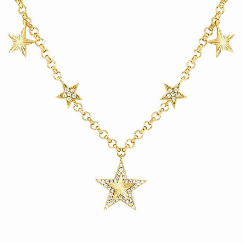 Nomination Truejoy Necklace, Etched Star Pendants, Cubic Zirconia, 24K Gold