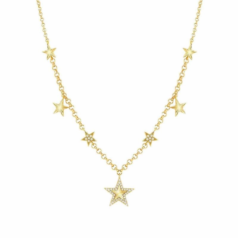 Nomination Truejoy Necklace, Etched Star Pendants, Cubic Zirconia, 24K Gold