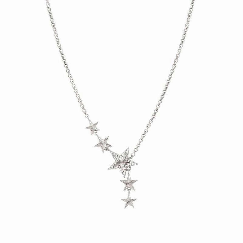 Nomination Truejoy Necklace, Etched Stars, Cubic Zirconia, Silver